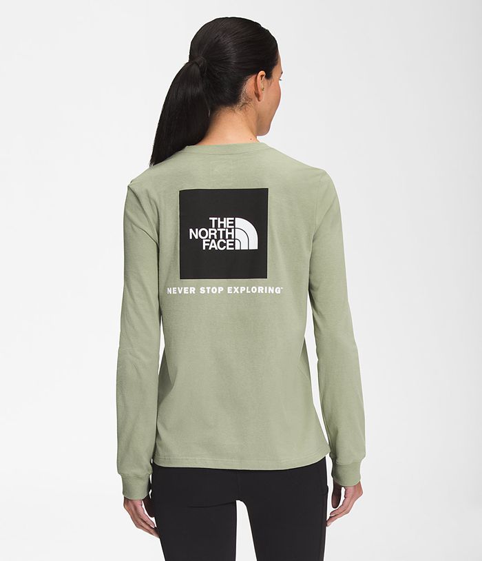 The North Face T-Shirts Dames Lange Mouw Box Nse OTFA83972 - Groen